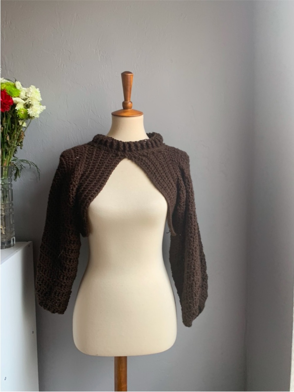 Crochet Cropped Knit Shrug Sweater - Brand Unlabeled